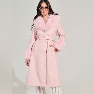 AKIRA Kaya Fur Lined Trenchcoat - Sz S - NWOT